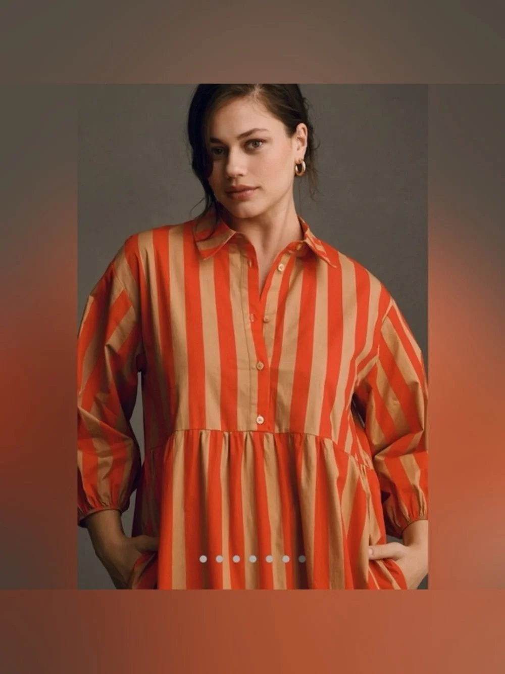 Anthropologie Maeve Bettina Striped Tiered Poplin Shirt Midi Dress Size M - Picture 11 of 11